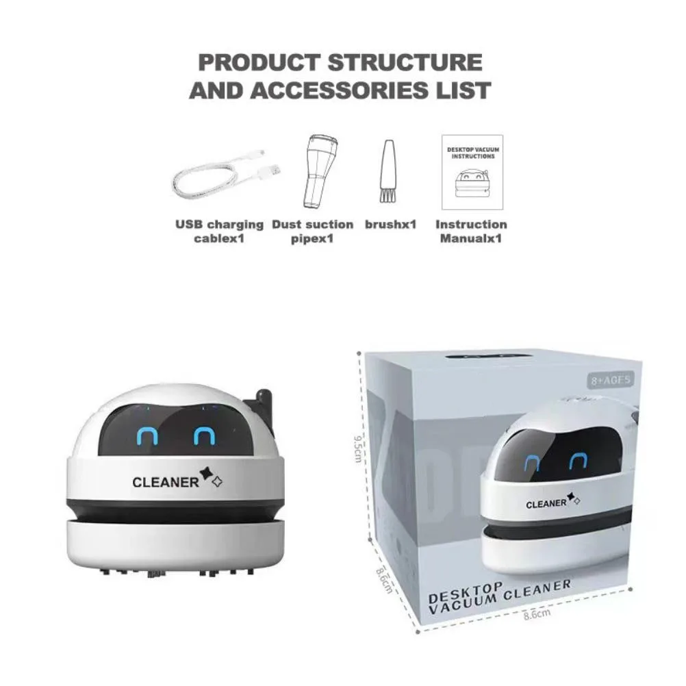 Battery Powered Vacuum Robot White: Battery Powered Vacuum Robot White, Easy Grip Design, Fun Desk Toy for Kids Room.