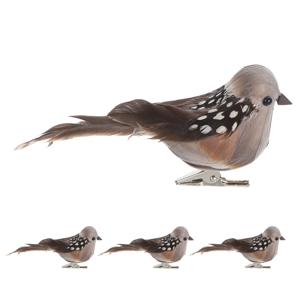 

4Pcs Artificial Birds Clips Realistic Foam Sparrows for Garden Tree Wedding DIY Craft Decorative Bird Ornaments