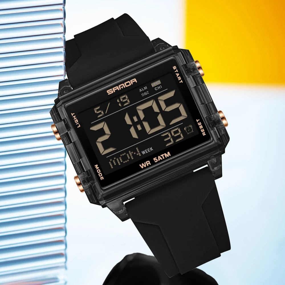 SANDA Brand Fashion LED Watch for Men Women Waterproof Luxury Digital Wristwatch Unisex Electronic Clock World Time