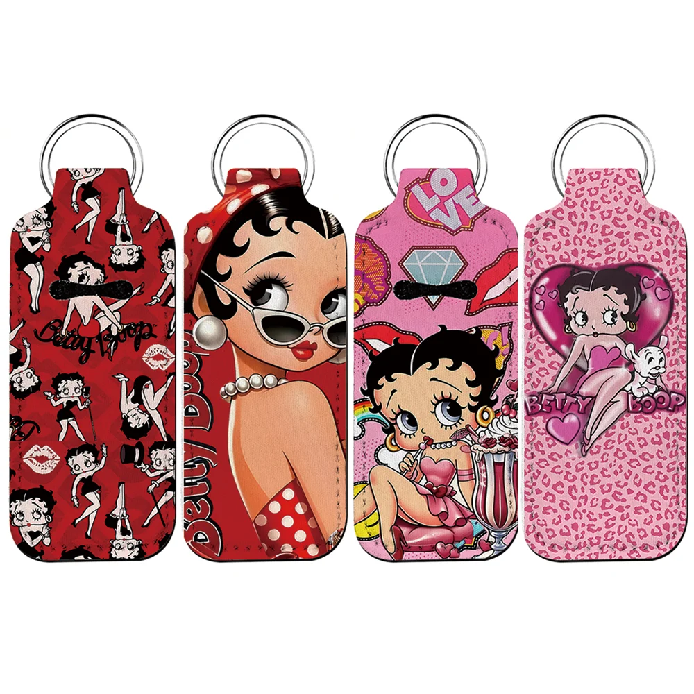 B-Bettys Boop Lippenstift-Schlüsselanhänger Zubehör für Reisetaschen, Niedliche Trendige Damen-Lippenbalsam-Taschenanhänger, Metall-Schlüsselanhänger, Schlüsselring, Schlüsselanhänger