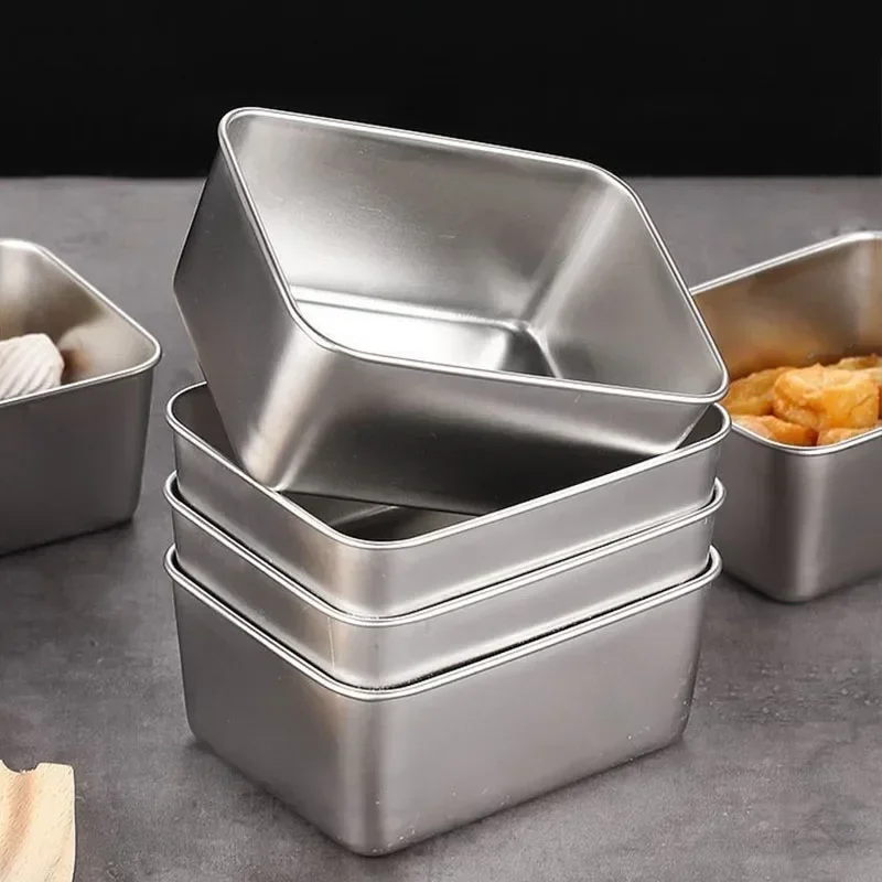 201/304 Stainless Steel Food Storage Serving Tray Fruits Cake Bread Storage Containers Rectangle Plates Home Kitchen Supplies