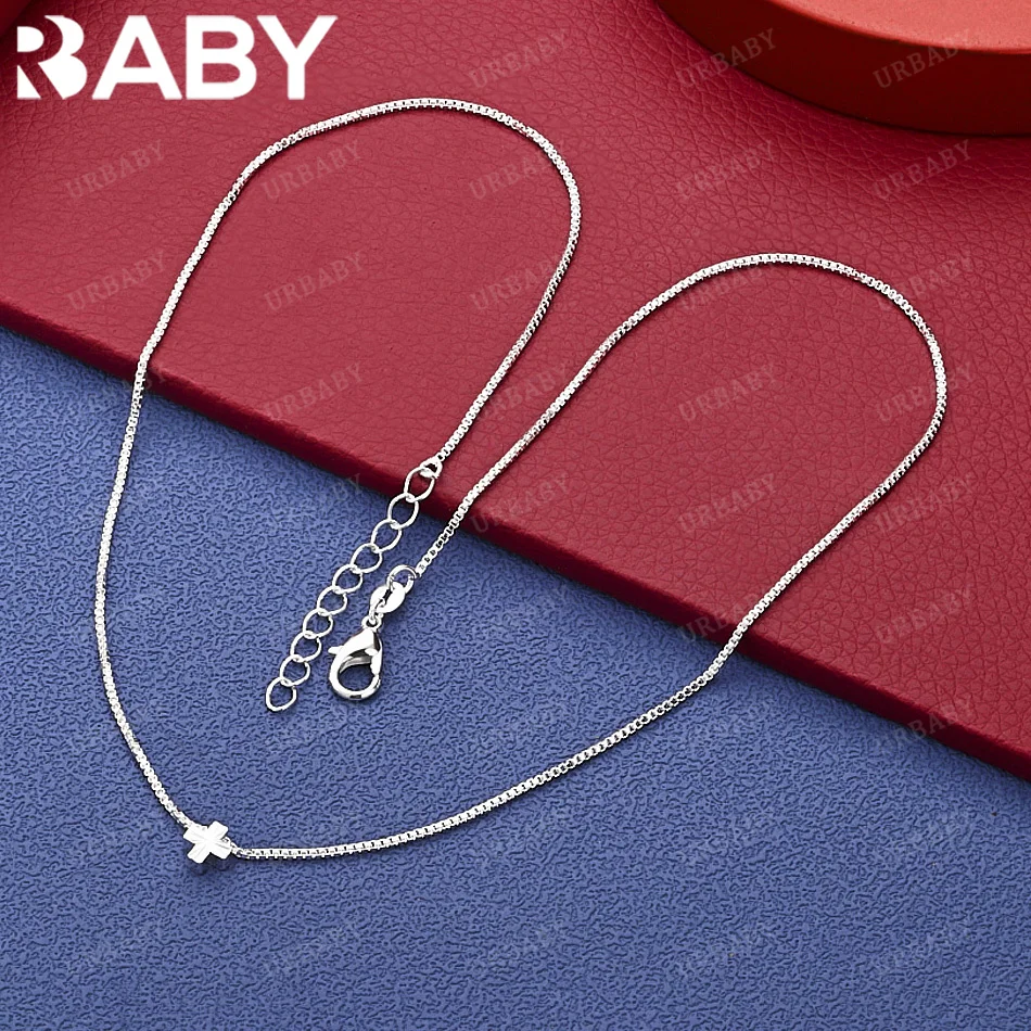 

URBABY 925 Sterling Silver Flower Box Chain Necklace Fashion Jewelry Exquisite Party Engagement Wedding Gift