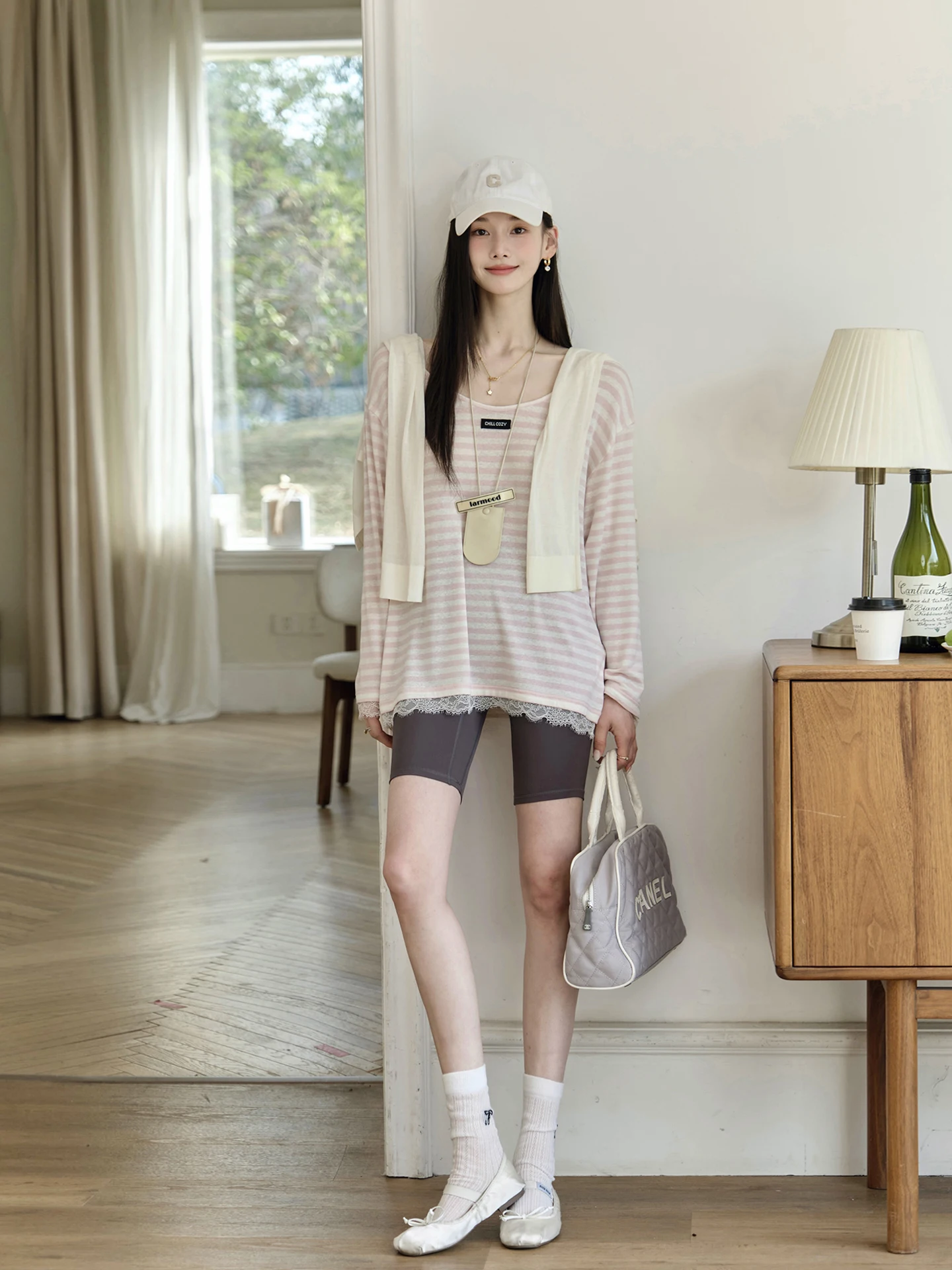 

Женский полосатый трикотажный топ ChillCozy из смесового льна и лиоцелла с длинным рукавом, повседневная весенняя модная футболка