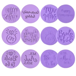 1pcs Wedding Favors Bride to Be Mr&Mrs Cookie Stamp Cookie Embosser Mold Bridal Shower Engagement Fondant Cake Decorating Tools