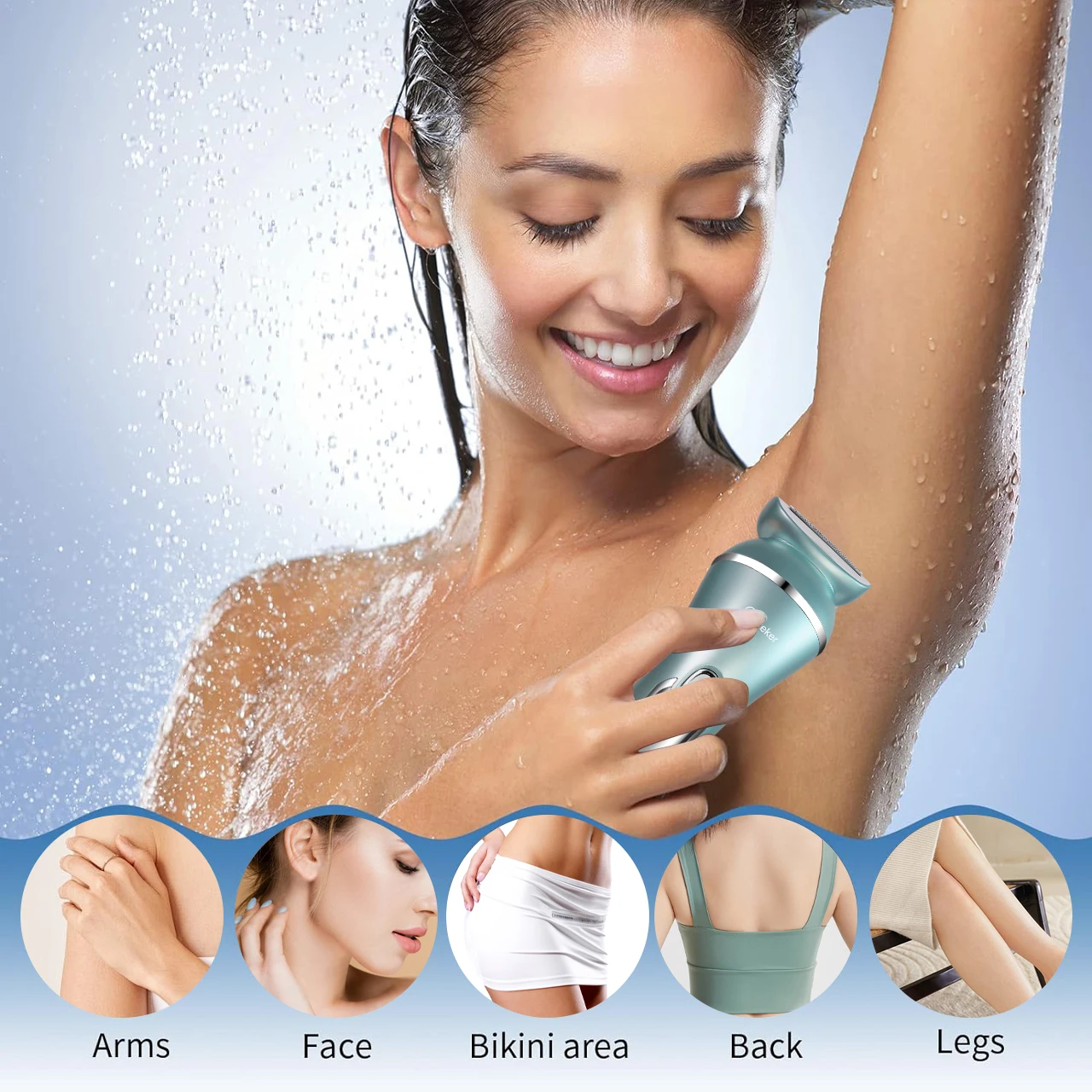 

3-in-1 Women's Electric Shaver, Suitable for Hair Removal in Bikini Area and All Body Parts, Safe, Comfortable,and Portable