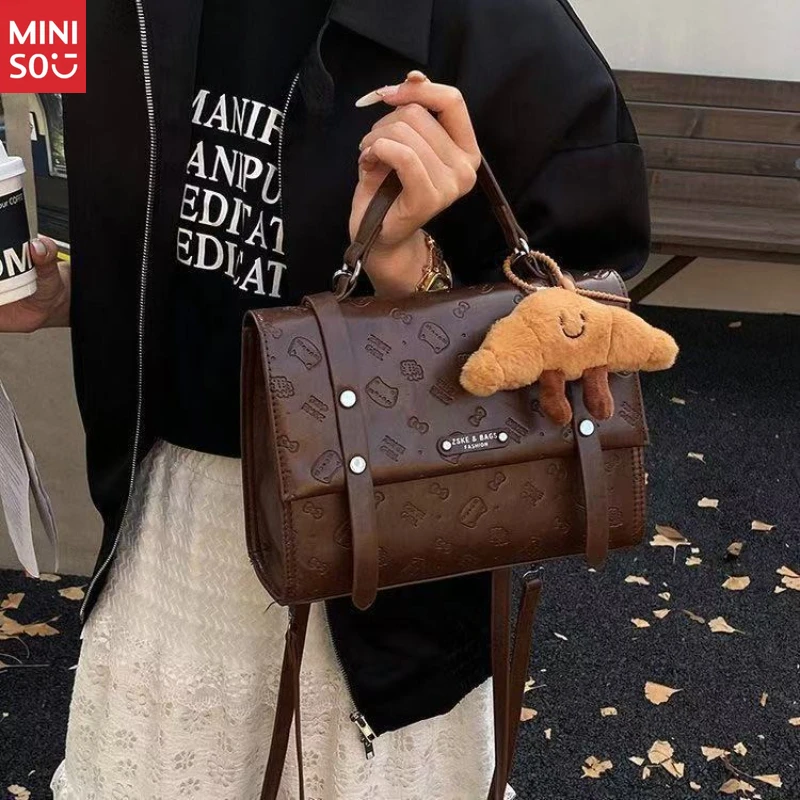 Miniso Mochila de gato de estilo coreano, bolso de mano de dibujos animados estéticos Ins, bolso grande y lindo de nicho para mujer