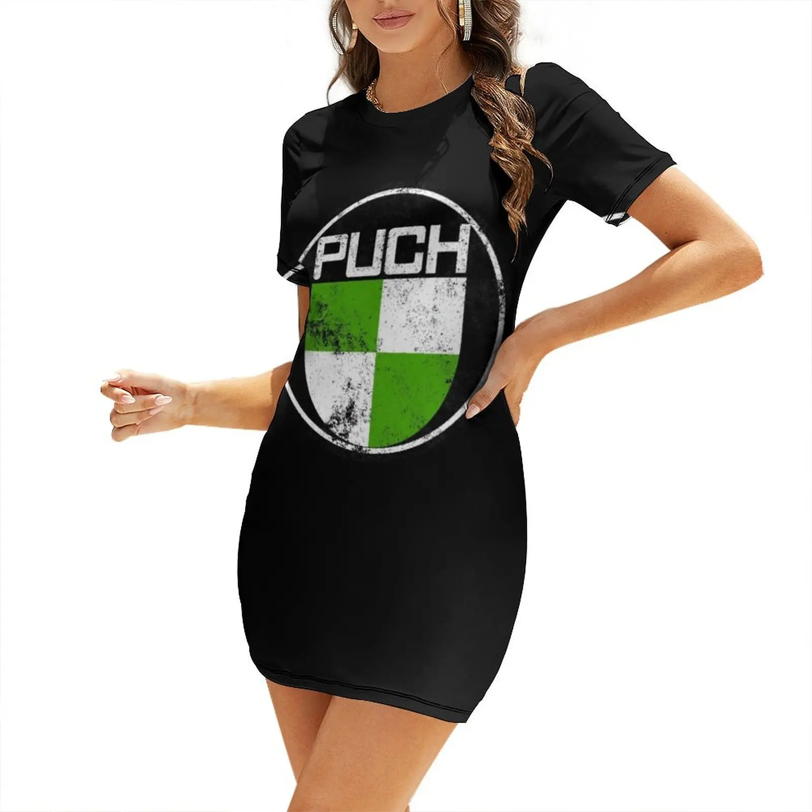 

T3 Syncro Puch Logo Grunge used Short-Sleeved Dress Woman's evening dress dresses summer clothing women summer 2026