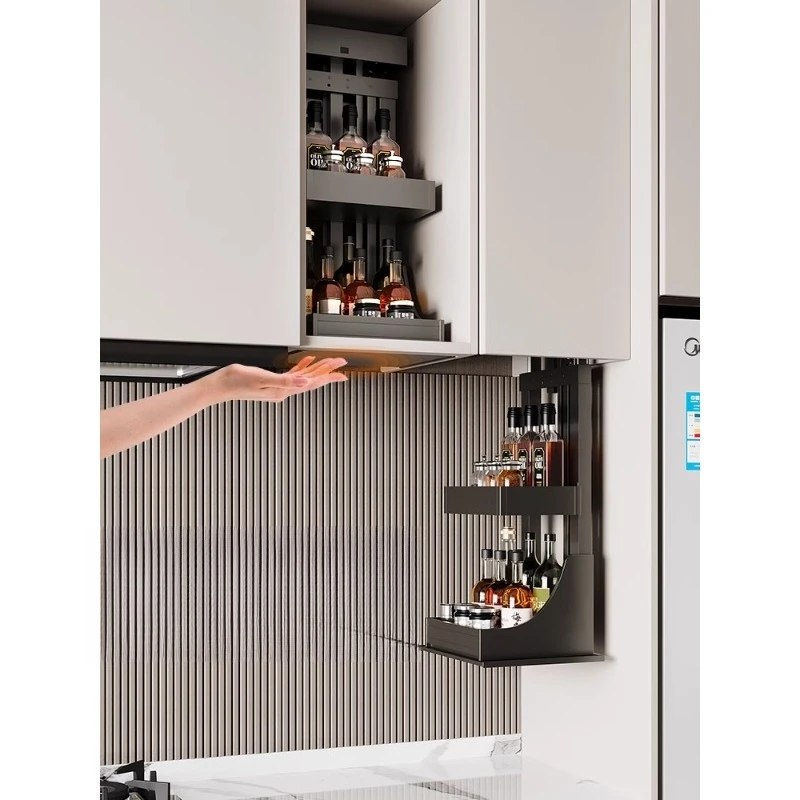 

Kitchen Hanging Cabinet Electric Lifting Basket Intelligent Hanging Cabinet Seasoning Basket Vertical Lifting Rack Voice Touch