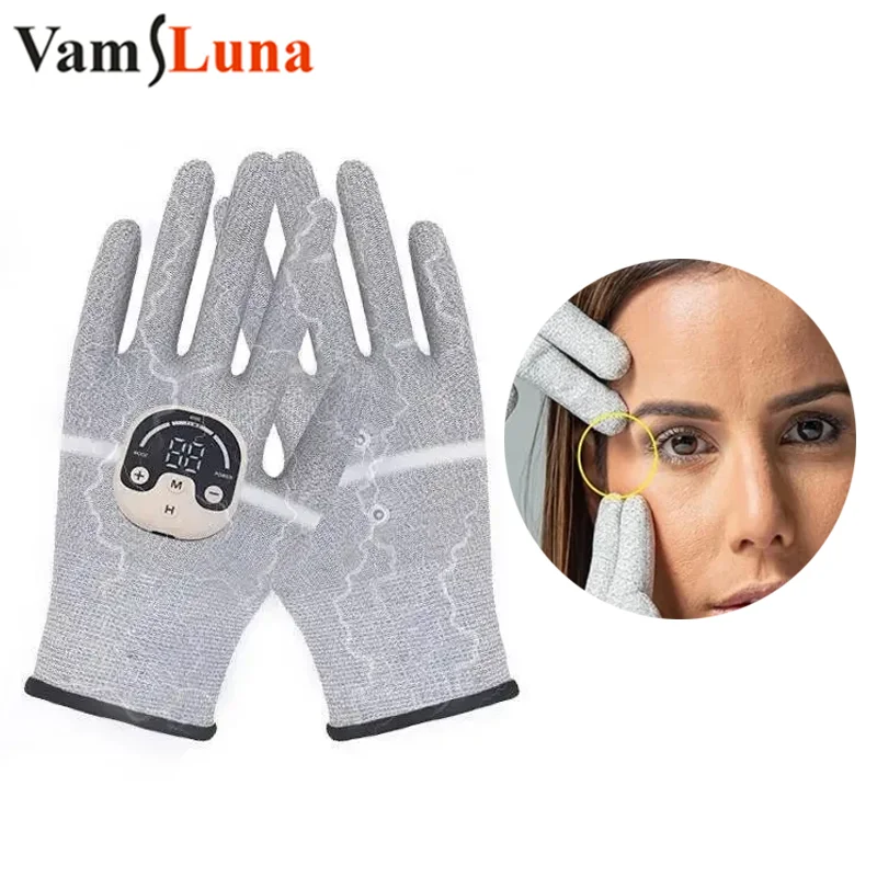 

Silver Fiber Microcurrent Gloves - Anti-Aging Facial Massage for Wrinkle Reduction Skin Rejuvenation, Fatigue Relief Acne-Prone