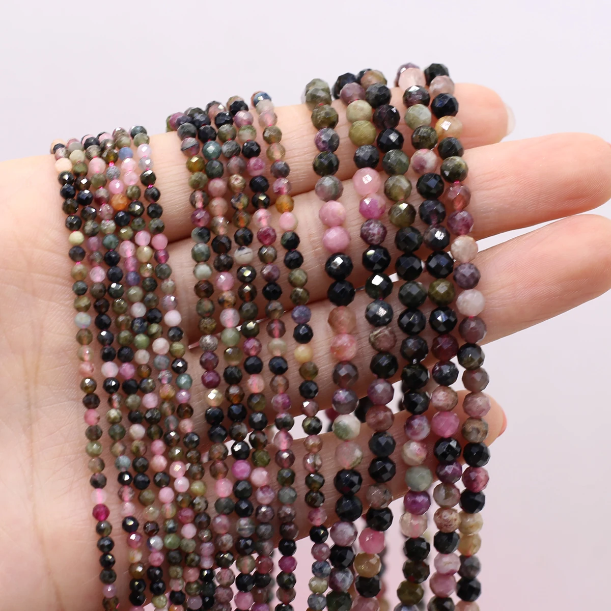 

2/3/4mm Natural Stone Crystal Beads Round Cut Tourmaline Spacer Beads for Jewelry Making DIY Necklace Bracelet Accessories 38cm