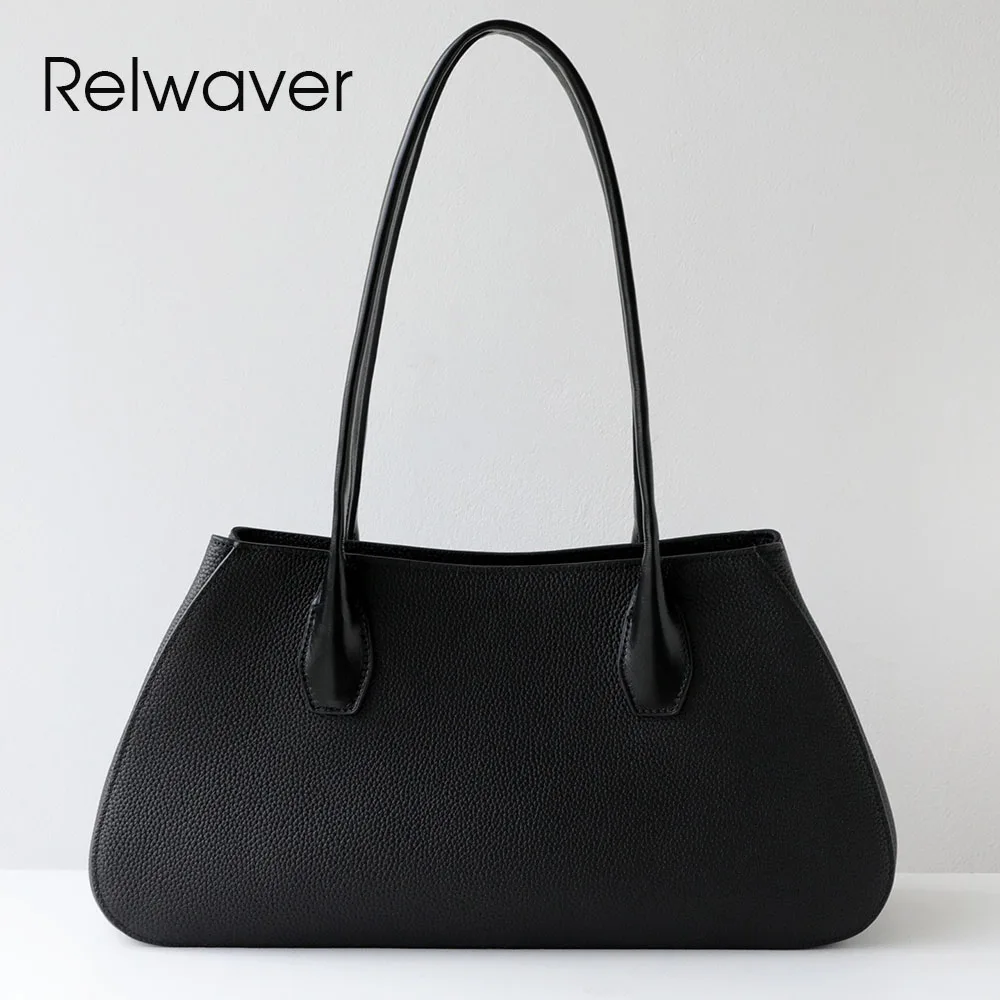 Relwaver 여성 겨드랑이 가방 천연 가죽 토트백 여성 핸드백 2026 봄 다용도 출퇴근용 여성 핸드백