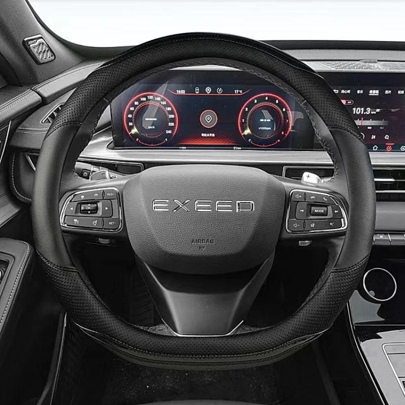 Carbon Fiber +Leather D Shape Car Steering Wheel Cover For Chery Exeed VX 2021 2022 LX 2019-2022 TXL 2019-2022 Auto Accessories 2