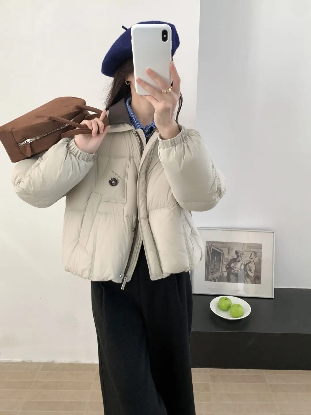 أزياء الشتاء المرأة الجديدة أسفل سترة قصيرة نمط تقسم بطة بيضاء أسفل سترة #5