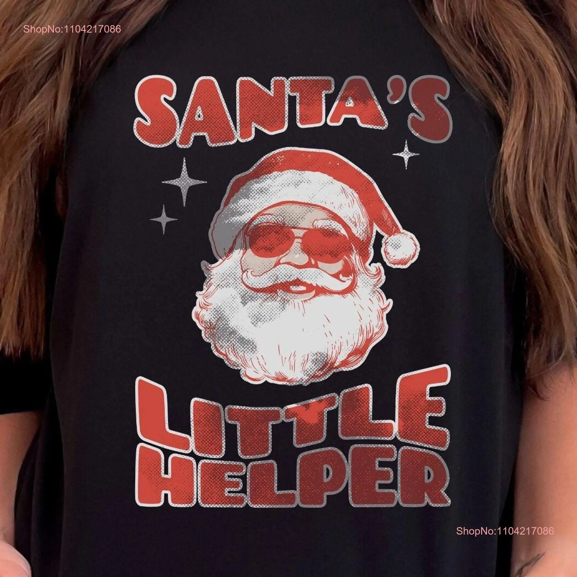 Santa's Little Helper Xmas T Shirt Funny Retro Santa Comfort Colors Cute Holiday Tops Vintage Claus Kids Christmas