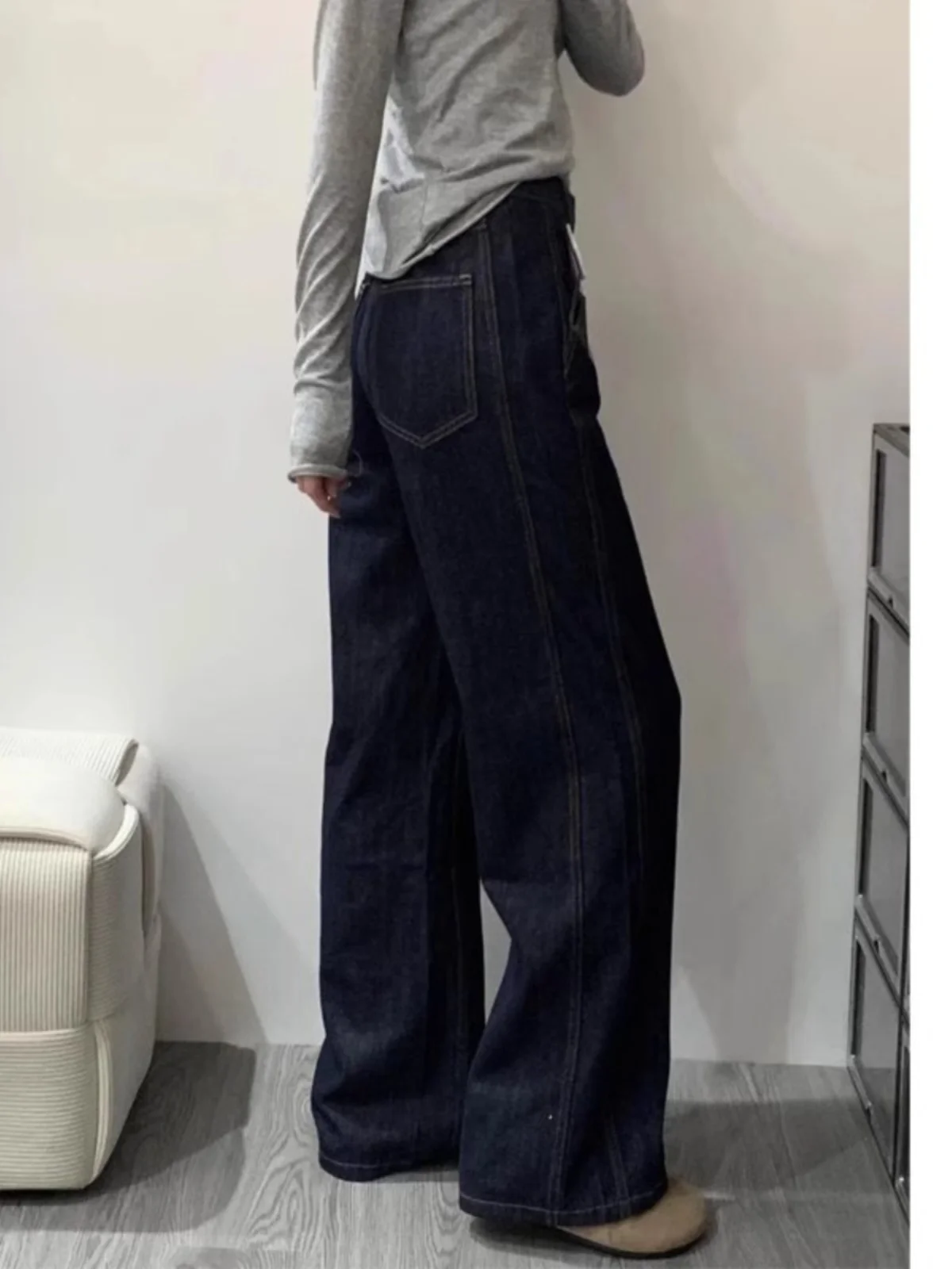 

Slim Straight Jeans Women's Summer New Large Size Fat MM High Waist Loose Slimming Pear ape Wide Leg Pants Casual Sle