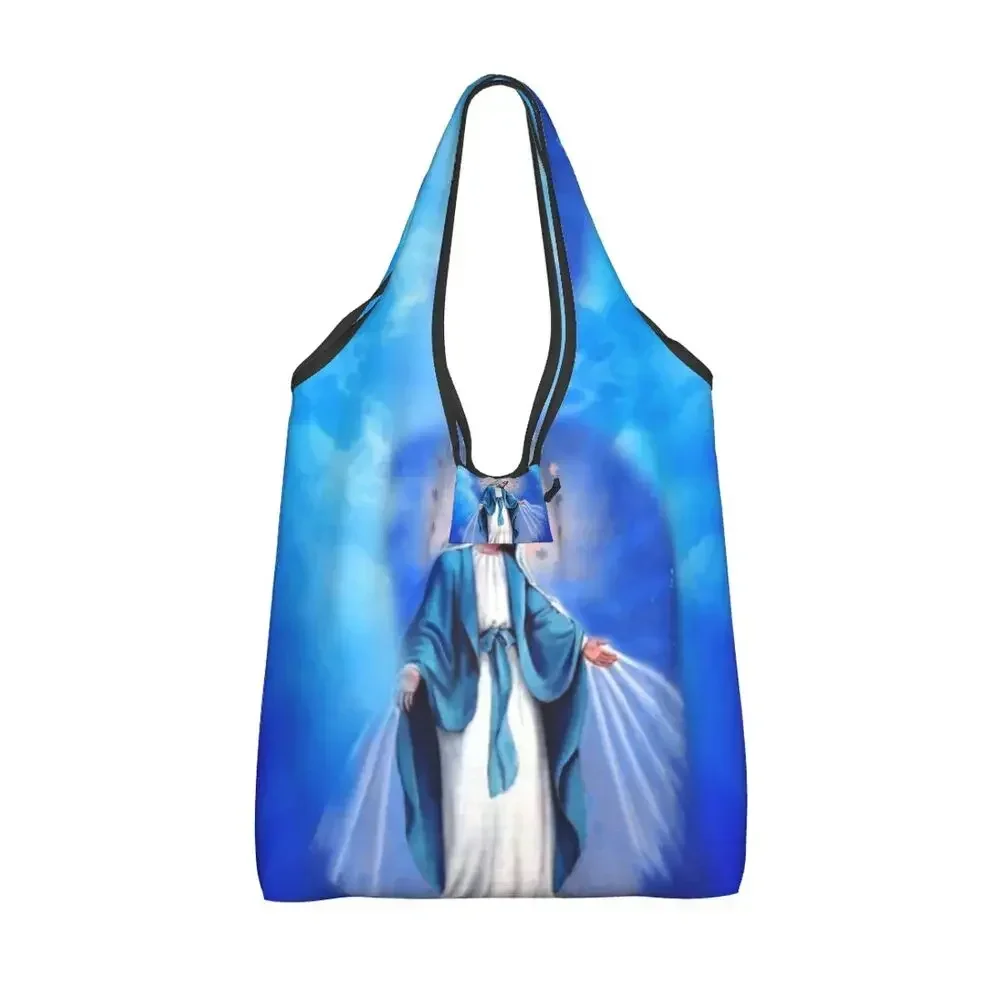 Our Lady Of Fatima Virgin Mary Groceries Shopping Bag Shopper Tote Shoulder Bags Big Portable Portugal Rosary Catholic Handbag