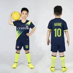 Customized LOGO High Quality Kids Soccer Uniforms Children Football Team Jersey Kids Short Set Youth Training Sports Wear