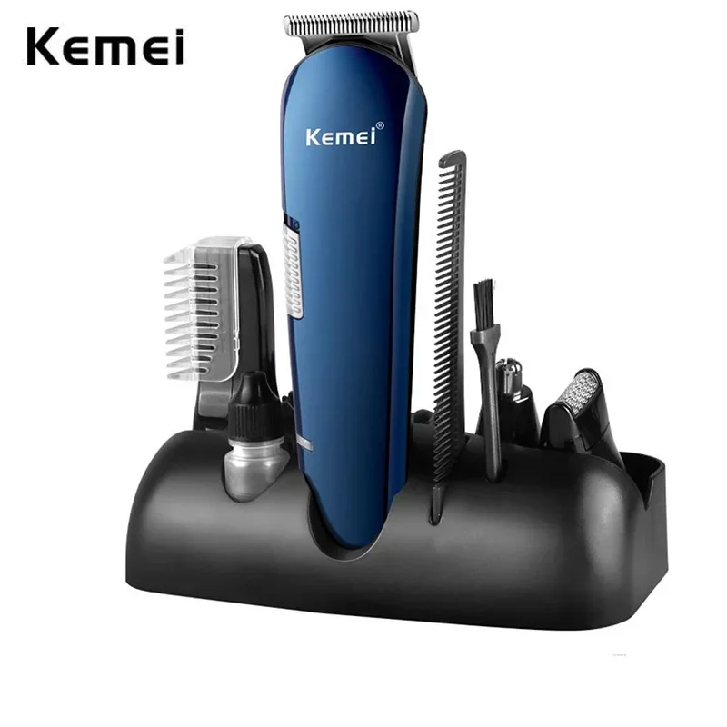 Kemei 5 In 1 Multifunctional Hair Clipper Shaver Nose Ear Eyebrow Trimmer Four Heads for Man USB Chargeable Hair Beard Trimmer