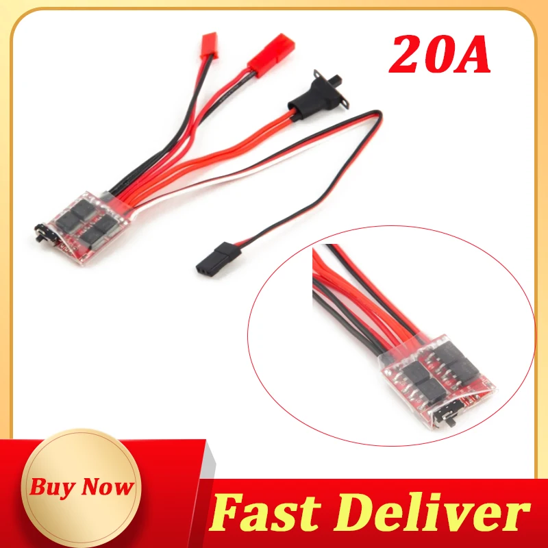 

20A Motor Speed RC ESC 2KHz Forward Backward Brush Brake RC 2S for Controller Boat Car Prototank Top Regulator