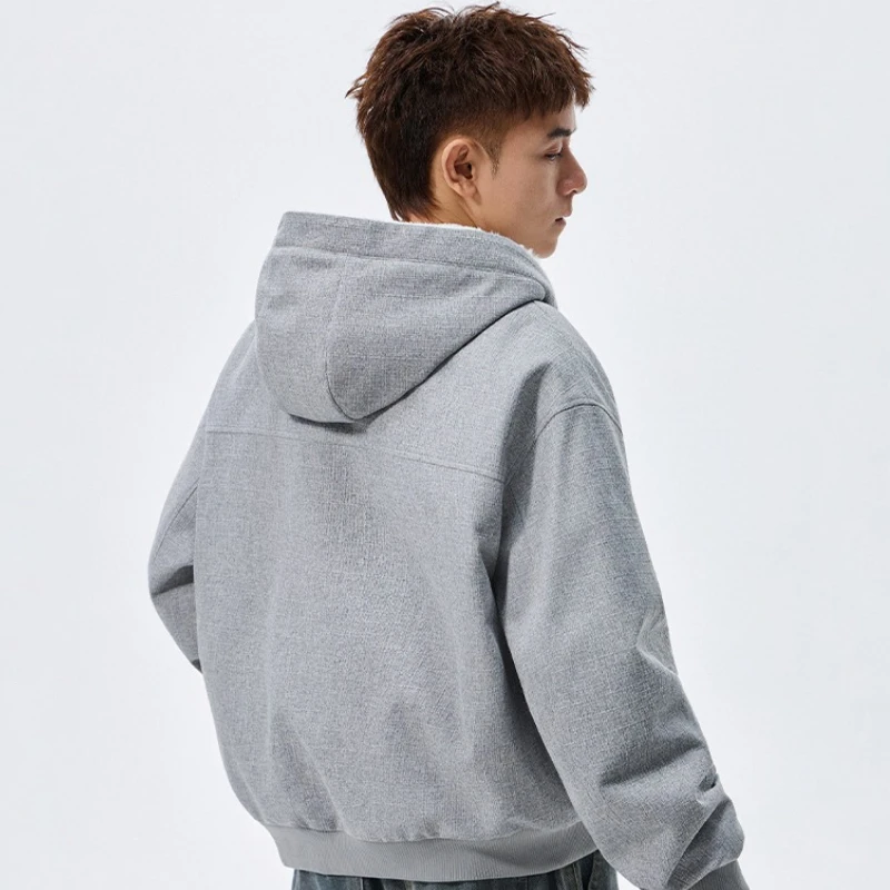 Korean Version Color block Casual and Versatile Hooded Bomber New Coats Men Winter Warm Fake Two Pieces Cotton Padded Baseball