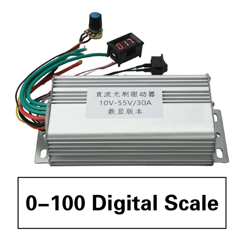 Electronic Speed   Controller Speed Regulator DC10V-55V 30A No Hall Digital Display Reversible Governor Brushless Driver Board