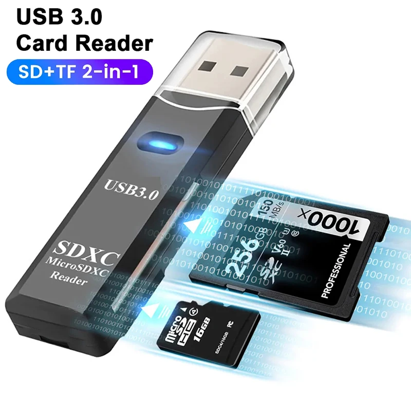 2 In 1 TF SD Card Reader USB 3.0 2.0 Memory High Speed Reader Card Adapter Smart Cardreader Convertor for PC Laptops Accessories