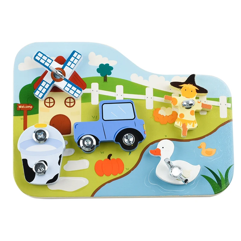 Crianças brinquedos educativos para crianças ferramenta parafuso porca 3d puzzle brinquedos padrão dos desenhos animados presente montessori auxiliares de ensino