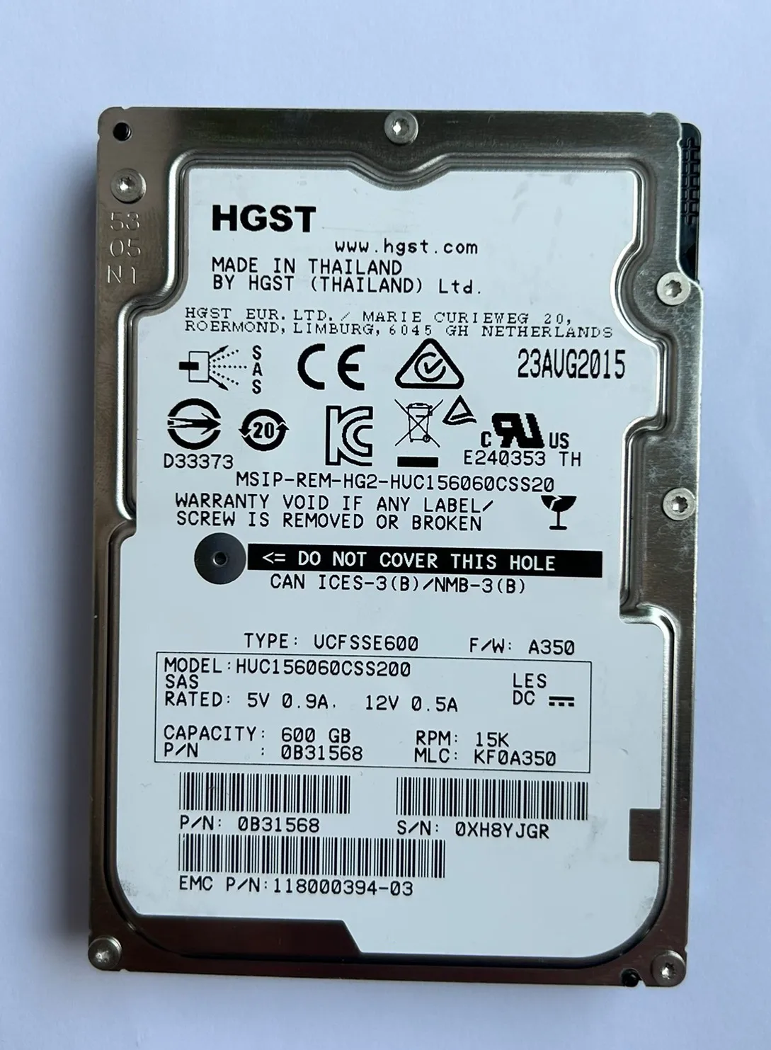 Известный бренд 600G15K 2.5 SAS