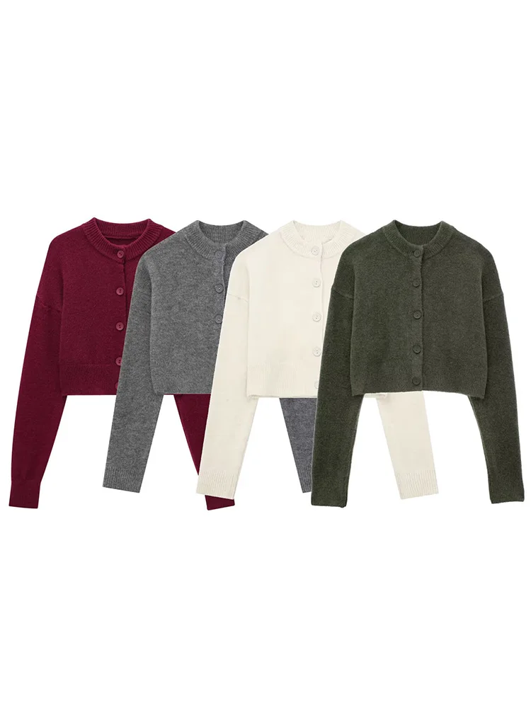 

HH 2024 Women Fashion Solid Knitted Cardigan Autumn O-Neck Long Sleeve Single Breasted Knit Coats Female Casual Knitwears