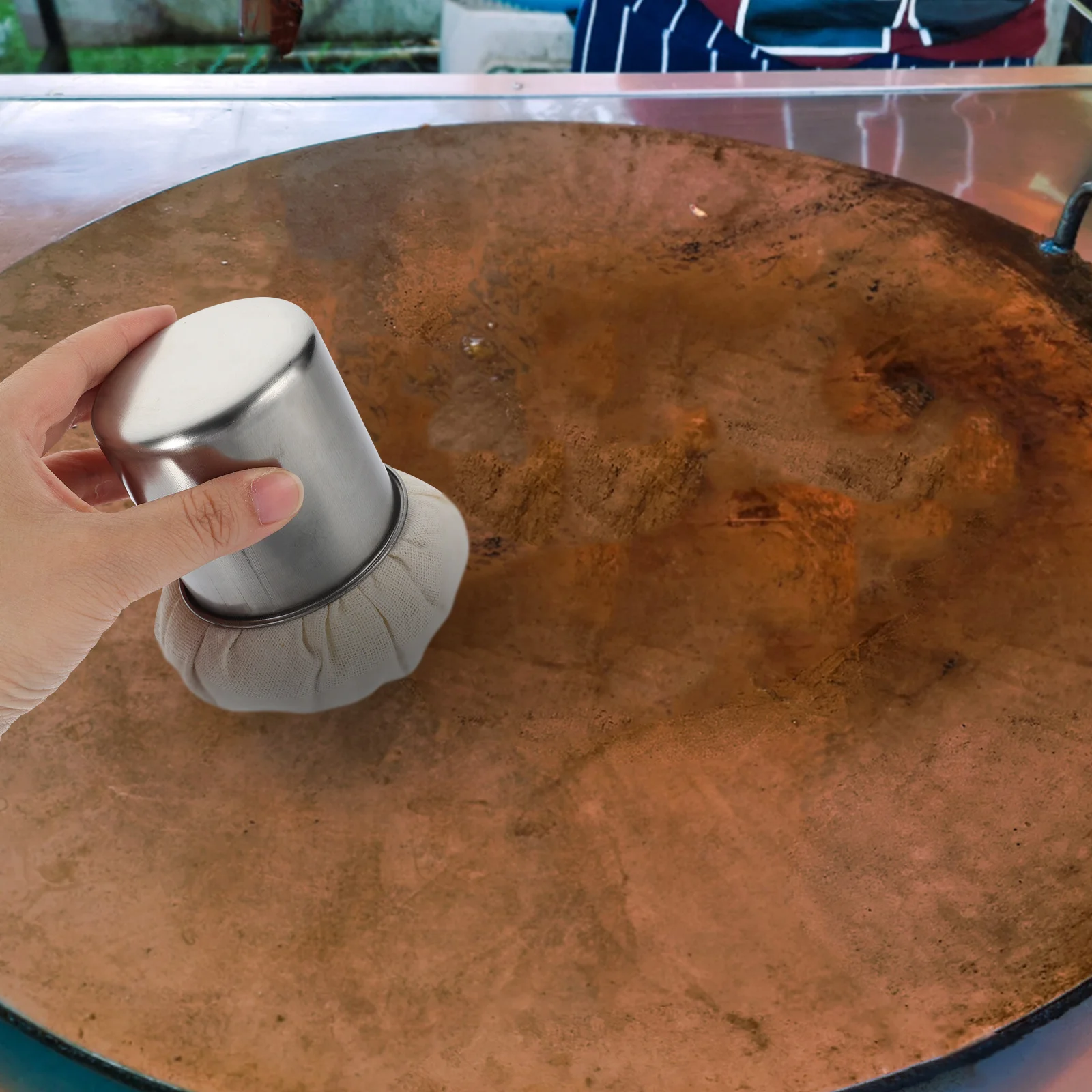 

1 Set Restaurant Mop Replace Fabric With Inner Core Tray Pancake Brush Practical Household Oil Wiper Cloth Wear-Resistant Oil