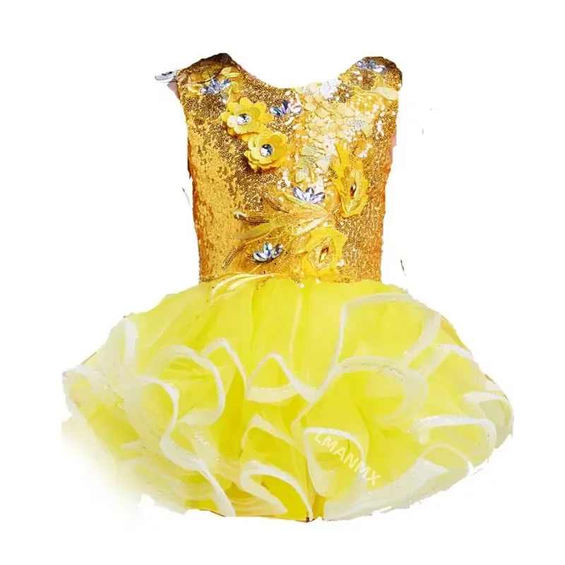 Dance Costume Stage Wear Toddler Wedding Princess Dress Kids Ballroom Clothing Sequined Dancing Clothing Tutu Dress Girls Jazz