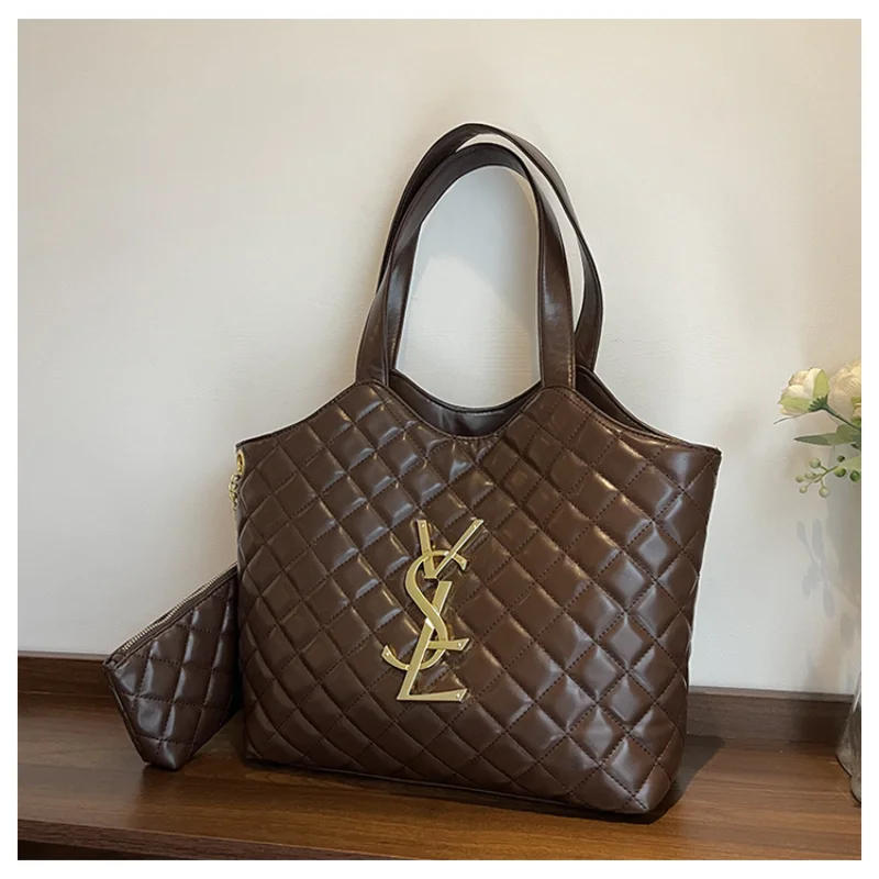 2025 Quilted Tote Bag for Women Spacious Adjustable Crossbody Strap Shoulder Purse with Top Handle Work to Weekend Bag