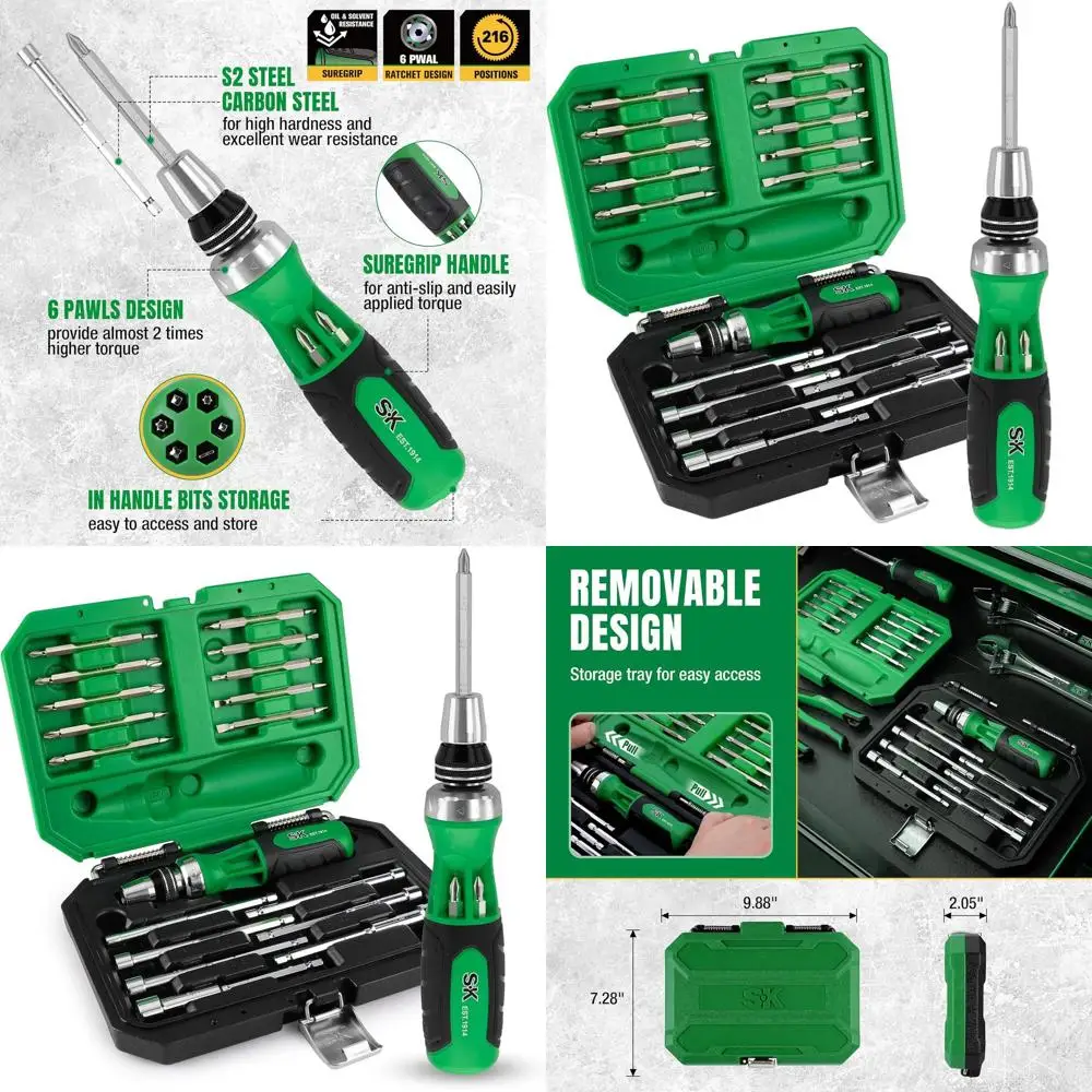 

All-in-One 22-Function Ratcheting Screwdriver Set with 216 Bits, Nut Drivers, and Storage Case