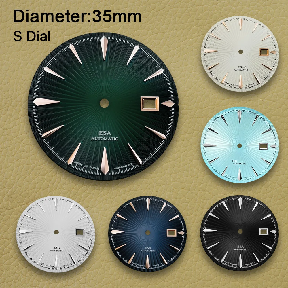 35mm S Logo Cocktail Dial Suitable For NH35 Japan Movement Vertical Stripe High Quality Dial Watch Modification Accessories