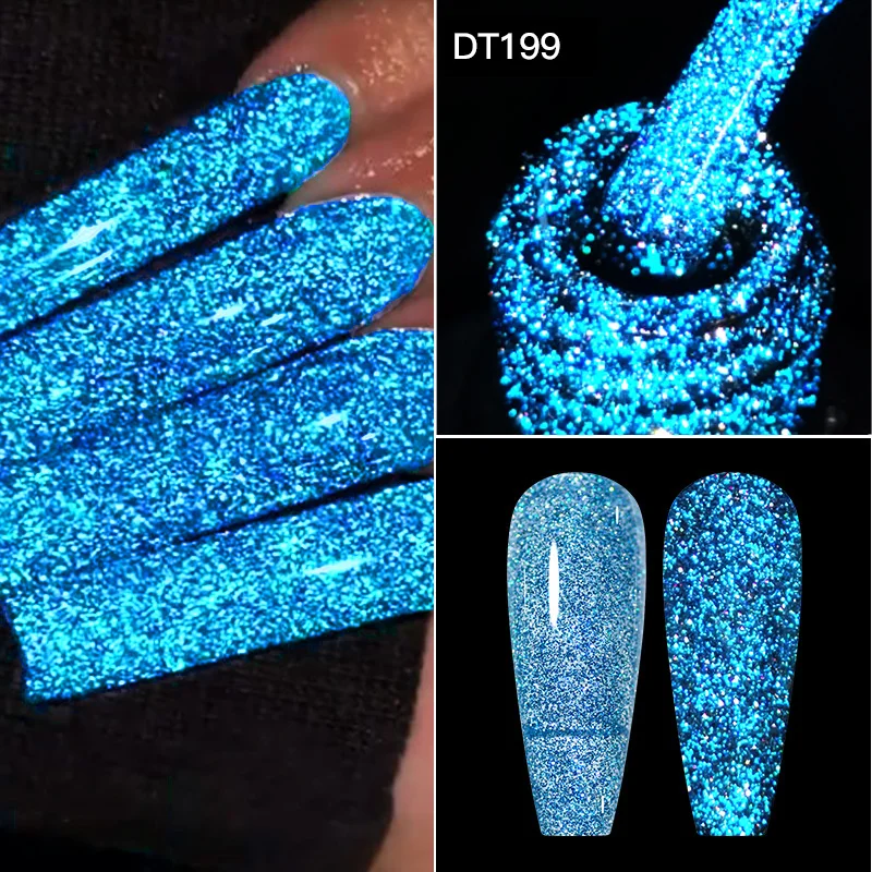 CONHEÇA ACROSS-Esmalte Gel Glitter Reflexivo, Efeito Refletivo Brilhante, Nail Art LED UV, Verniz Semi Permanente para Unhas, 7ml