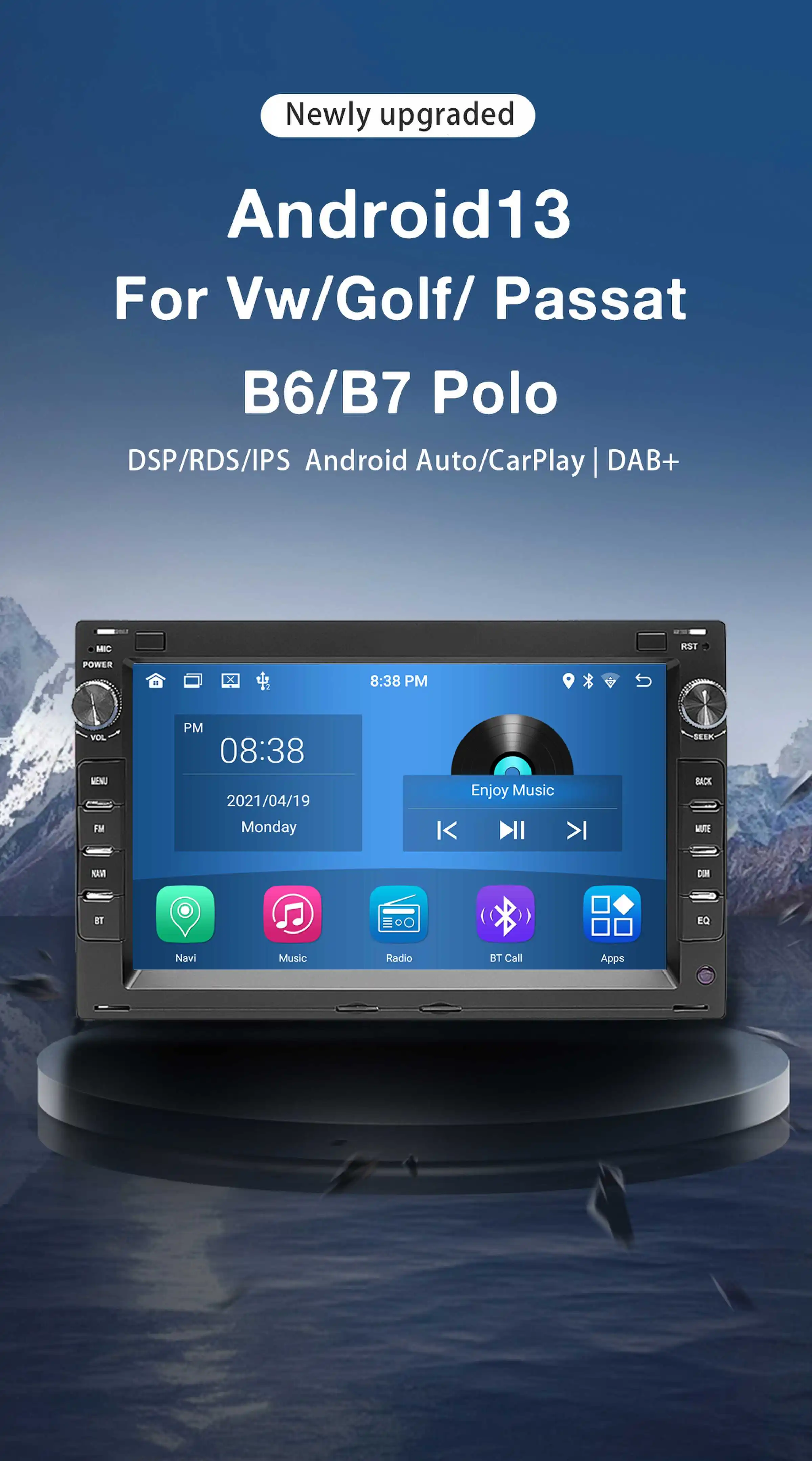 2 Din Android 13 Car Radio For VW PASSAT B5 MK4 MK5 SHARAN Jetta Bora Polo TRANSPORT T5 CITI CHICO Multimedia GPS Stereo Carplay