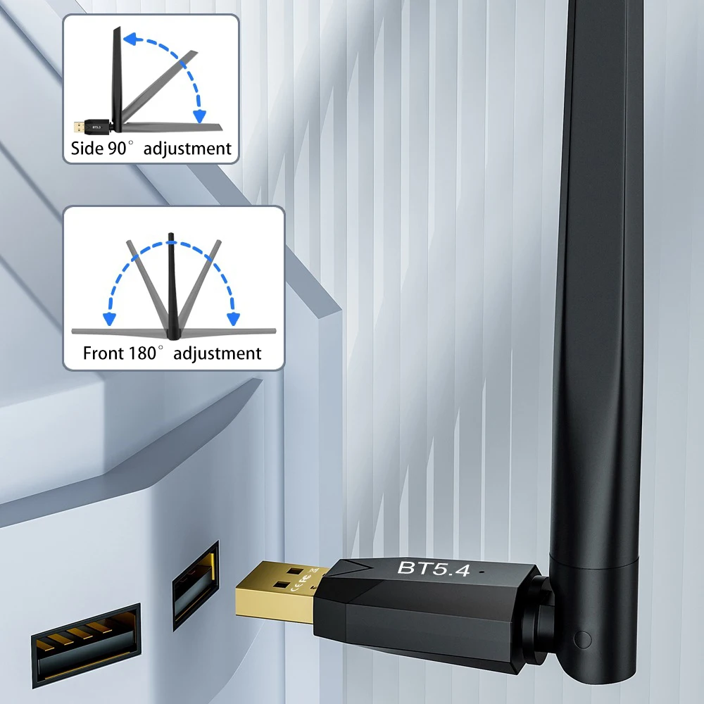 Driver Dongle USB Bluetooth 5.4 150M Gratis untuk Pemancar Penerima Audio Keyboard Mouse Win11/10/8.1