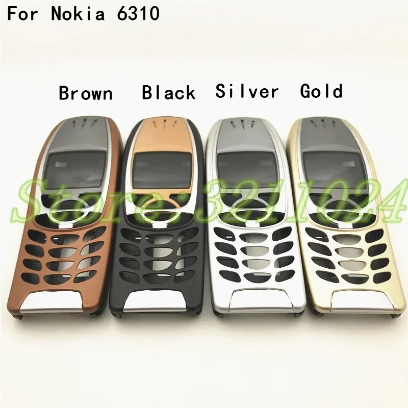 New For Nokia 6310i Cover Case Housing 6310 Battery Door Middle Frame Front Bezel Replace Part (NO Keyboard Keypad) + Logo