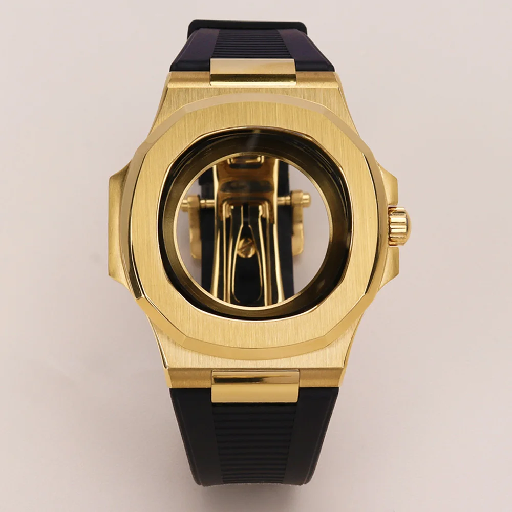 40mm Stainless Steel NH35 Case For Seiko NH35 NH36 NH38 NH70 NH72 Movement 30.5mmDial Mod Nautilus Square Watch Case RubberStrap