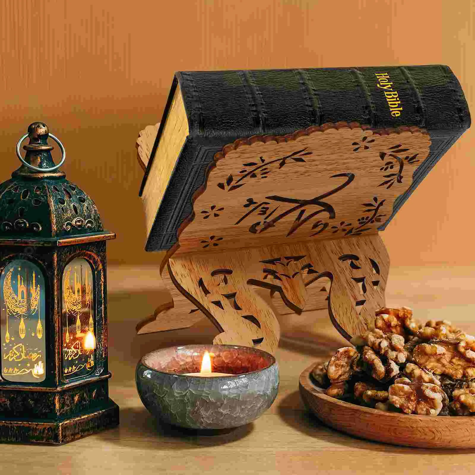 Quran Book Holder Read Stand Bookshelf Portable Monitor Wooden Gift Display Bracket