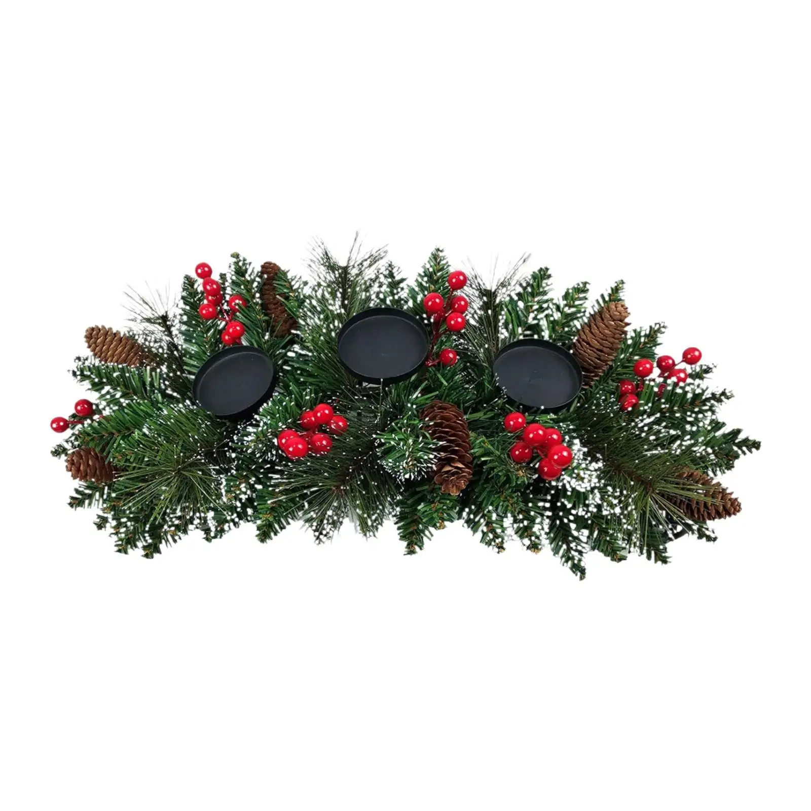 Christmas Candle Holder, Tealight Holder Xmas Candlestick Pinecones Berries Decorative for Kitchen