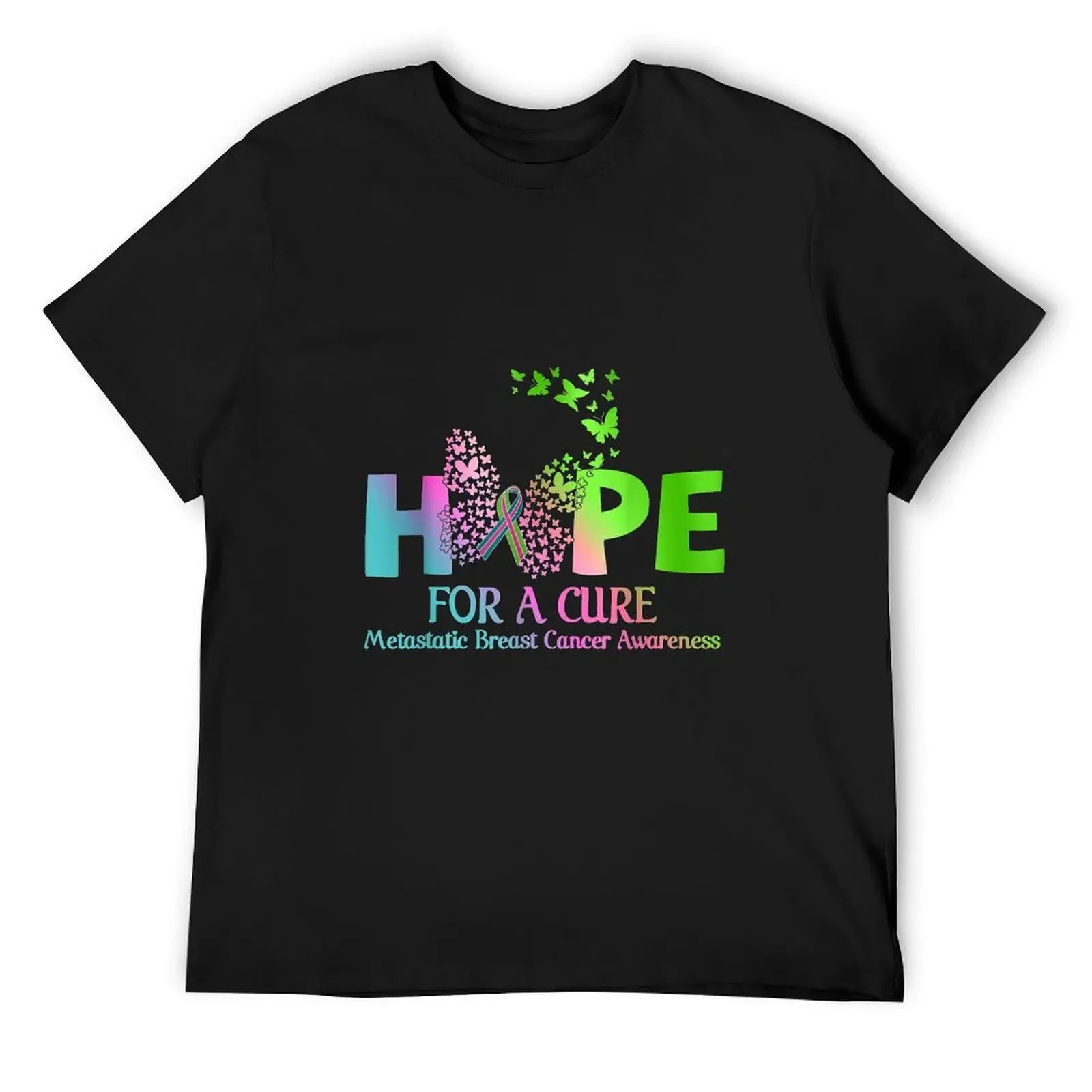 

hope metastatic breast cancer with green teal pink ribbon T-Shirt sublime Funny t-shirt street wear mens designer t shirt