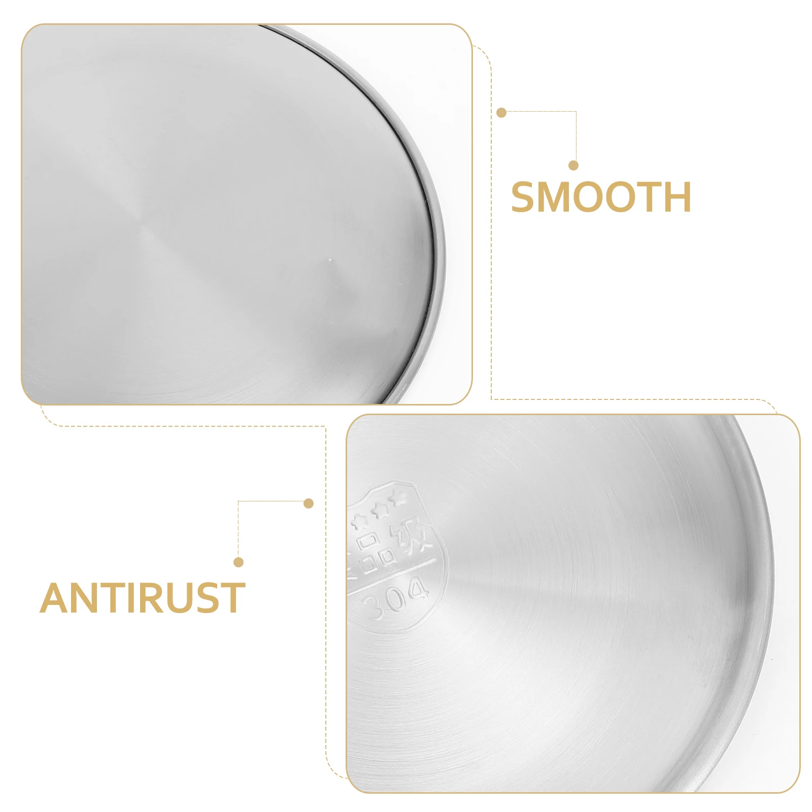 

1Pcs Stainless Steel Food Plate Single Layer Dinner Plate Smooth Surface Suitable Bbq Picnic Stainless Steel Plates