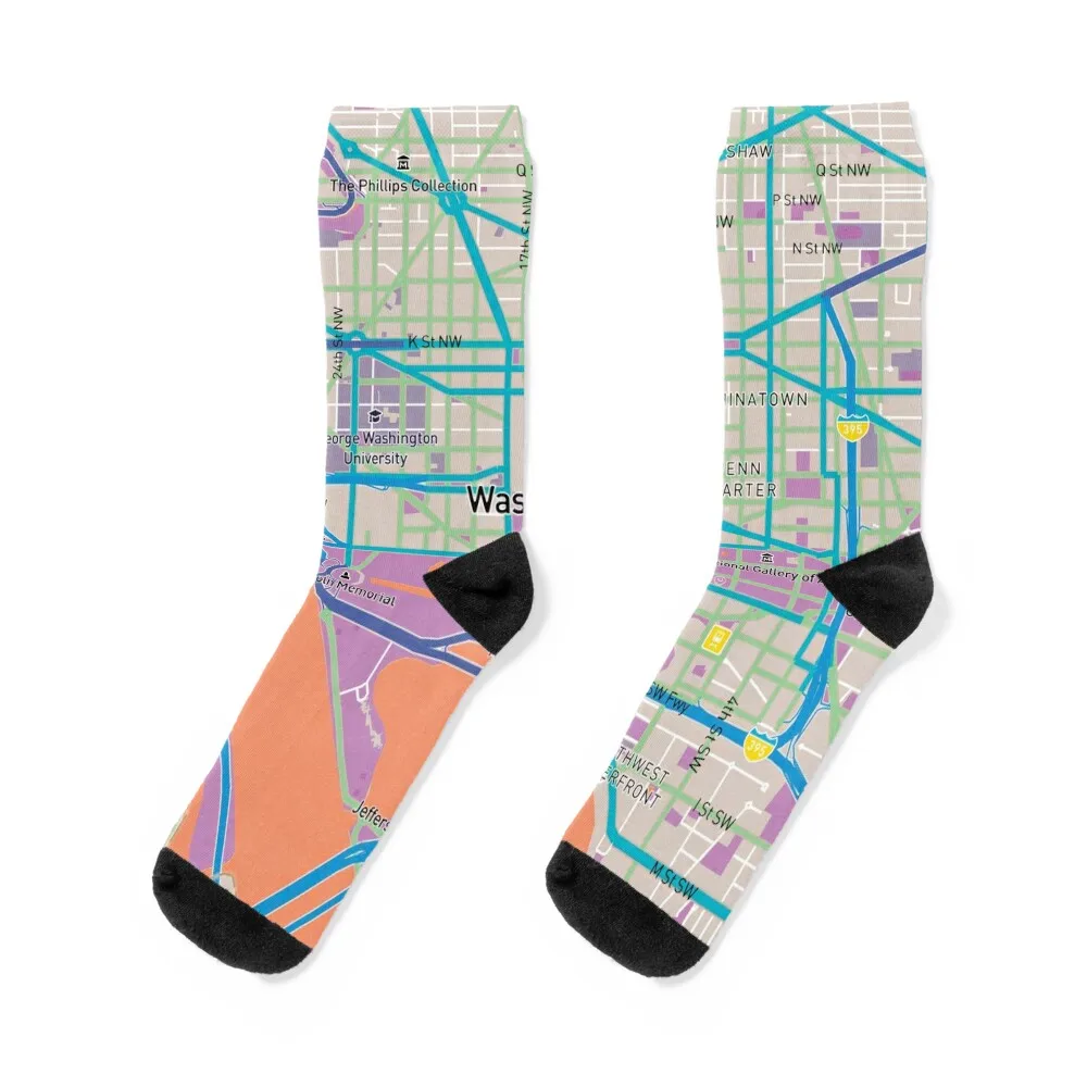 

Washington, D.C, USA Map Socks Christmas winter gifts Toe sports new year Socks For Man Women's