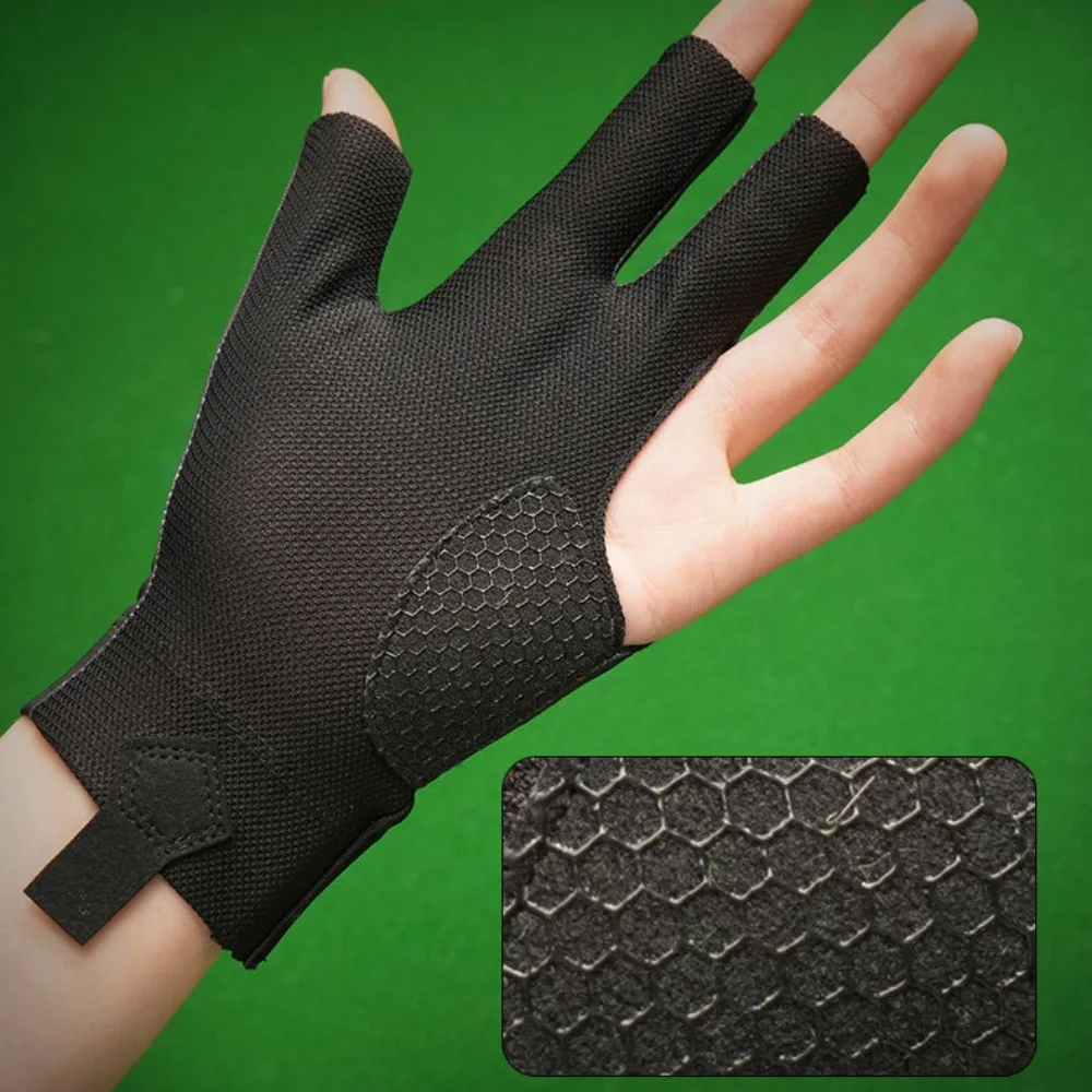 

Left Hand Billiards Gloves Elasticity Wear-resistant Open 3 Fingers Gloves Anti-sweat High Elastic Three Finger Gloves Woman