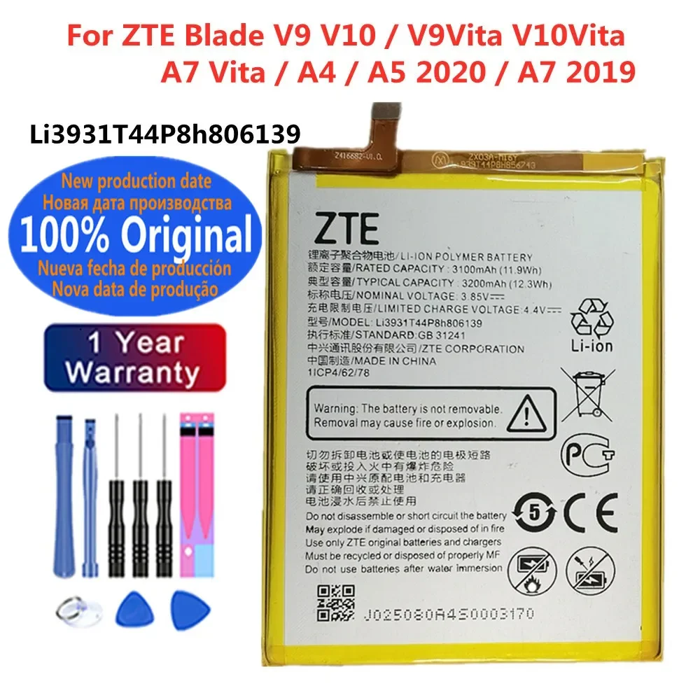 

New Original Blade Battery Li3931T44P8h806139 For ZTE Blade V9 V10 vita V9Vita V10Vita A7 Vita A4 A5 2020 A7 2019 Phone Battery