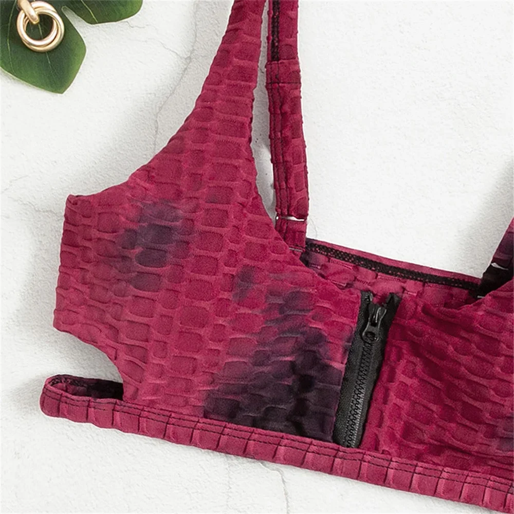 مثير الجوف بيكيني سستة Tankini التعادل صبغ ملابس السباحة ثونغ عالية الخصر عطلة ملابس النساء البرازيلي الشاطئ الزي ثوب السباحة