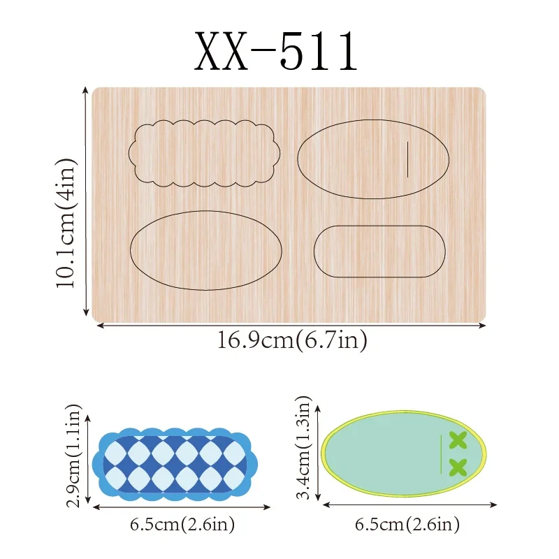 SIZZIXDIES 6.5cm XX511 Hairpin Clips Bows Wooden Cutting Dies for Scrapbooking Compatible with Various Machines Multi-Sized