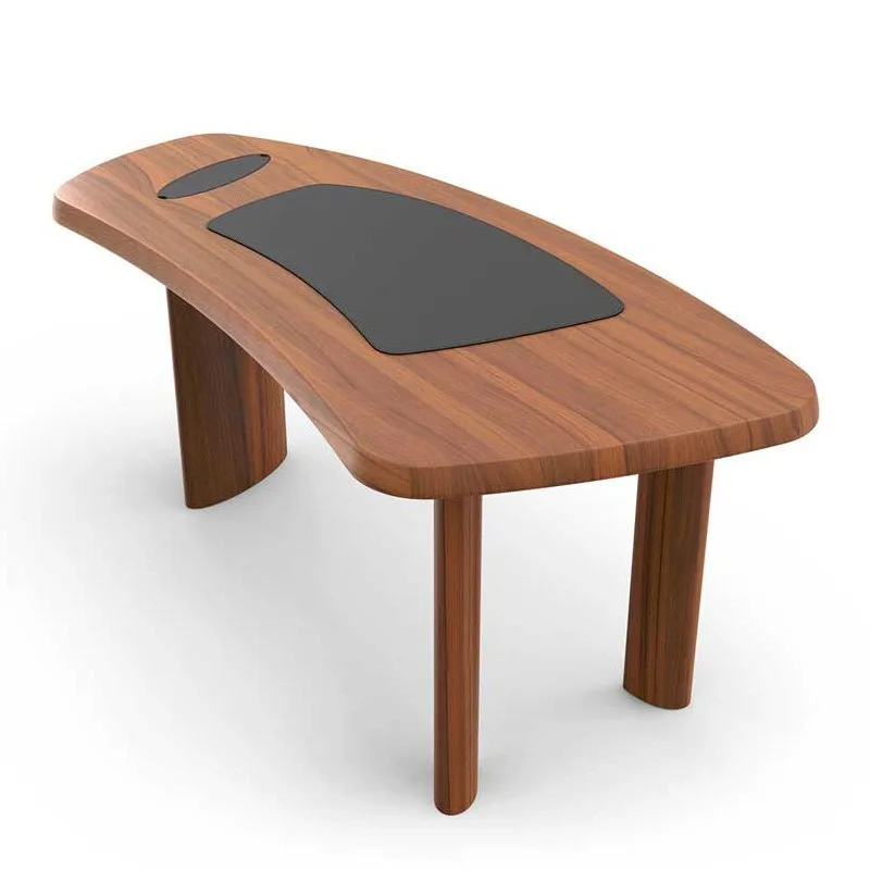 Solid wood curved small desk small apartment study desk writing desk