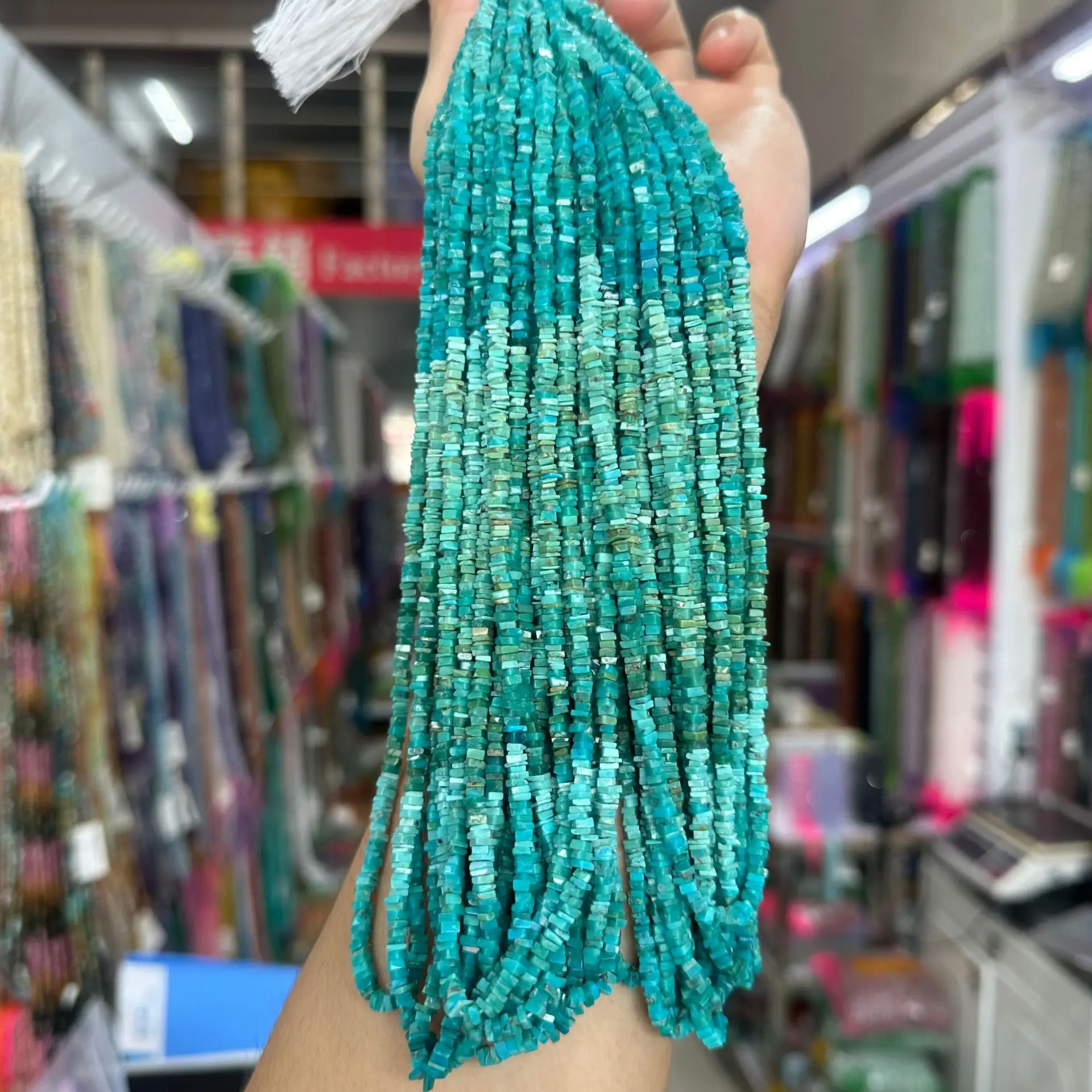 Natural Turquoise Square Piece Gradual Change Color Meisong Septum Turquoise Blue Turquoise Square Unshaped Square Loose Beads